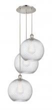 Innovations Lighting 113B-3P-PN-G1214-12 - Athens Twisted Swirl - 3 Light - 18 inch - Polished Nickel - Cord hung - Multi Pendant