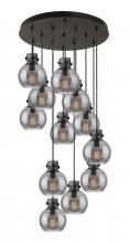  126-410-1PS-BK-G410-8SM - Newton Sphere - 12 Light - 27 inch - Matte Black - Cord hung - Multi Pendant