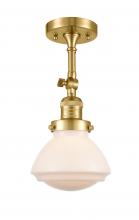 Innovations Lighting 201F-SG-G321 - Olean - 1 Light - 7 inch - Satin Gold - Semi-Flush Mount