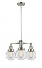 Innovations Lighting 207-PN-G202-6 - Beacon - 3 Light - 19 inch - Polished Nickel - Stem Hung - Chandelier