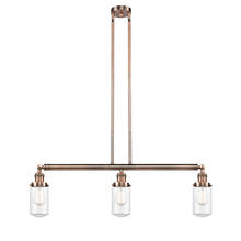 Innovations Lighting 213-AC-G312 - Dover - 3 Light - 37 inch - Antique Copper - Stem Hung - Island Light