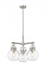 Innovations Lighting 411-3CR-SN-G410-7CL - Newton Sphere - 3 Light - 21 inch - Satin Nickel - Pendant