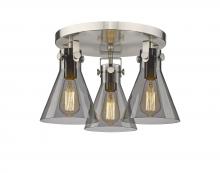 Innovations Lighting 411-3F-SN-G411-7SM - Newton Cone - 3 Light - 18 inch - Satin Nickel - Flush Mount