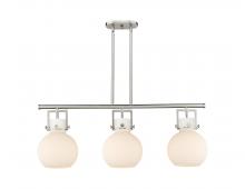 Innovations Lighting 411-3I-SN-G410-10WH - Newton Sphere - 3 Light - 42 inch - Satin Nickel - Island Light