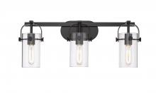 Innovations Lighting 423-3W-BK-G423-7CL - Pilaster II Cylinder - 3 Light - 25 inch - Matte Black - Bath Vanity Light