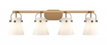 Innovations Lighting 423-4W-BB-G411-6WH - Pilaster II Cone - 4 Light - 37 inch - Brushed Brass - Bath Vanity Light