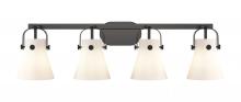 Innovations Lighting 423-4W-BK-G411-6WH - Pilaster II Cone - 4 Light - 37 inch - Matte Black - Bath Vanity Light