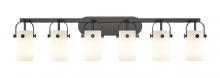 Innovations Lighting 423-6W-BK-G423-7WH - Pilaster II Cylinder - 6 Light - 44 inch - Matte Black - Bath Vanity Light