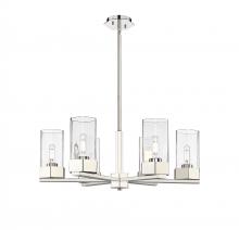 Innovations Lighting 427-6CR-PN-G427-9CL - Claverack - 6 Light - 28 inch - Polished Nickel - Chandelier