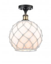 Innovations Lighting 516-1C-BAB-G121-10RW - Farmhouse Rope - 1 Light - 10 inch - Black Antique Brass - Semi-Flush Mount