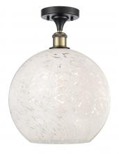 Innovations Lighting 516-1C-BAB-G1216-12WM - White Mouchette - 1 Light - 12 inch - Black Antique Brass - Semi-Flush Mount