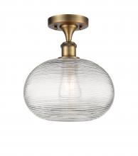 Innovations Lighting 516-1C-BB-G555-10CL - Ithaca - 1 Light - 10 inch - Brushed Brass - Semi-Flush Mount