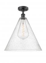 Innovations Lighting 516-1C-BK-GBC-164 - Berkshire - 1 Light - 16 inch - Matte Black - Semi-Flush Mount