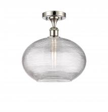 Innovations Lighting 516-1C-PN-G555-12CL - Ithaca - 1 Light - 12 inch - Polished Nickel - Semi-Flush Mount