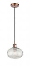 Innovations Lighting 516-1P-AC-G555-8CL - Ithaca - 1 Light - 8 inch - Antique Copper - Cord hung - Mini Pendant