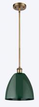  516-1S-BB-MBD-9-GR - Plymouth - 1 Light - 9 inch - Brushed Brass - Pendant