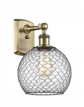 Innovations Lighting 516-1W-AB-G122-8CBK - Farmhouse Chicken Wire - 1 Light - 8 inch - Antique Brass - Sconce