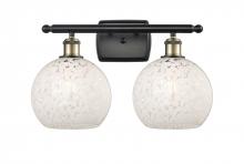 Innovations Lighting 516-2W-BAB-G1216-8WM - White Mouchette - 2 Light - 18 inch - Black Antique Brass - Bath Vanity Light