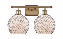 Innovations Lighting 516-2W-BB-G121-8CBK - Farmhouse Chicken Wire - 2 Light - 18 inch - Brushed Brass - Bath Vanity Light