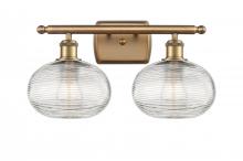 Innovations Lighting 516-2W-BB-G555-8CL - Ithaca - 2 Light - 18 inch - Brushed Brass - Bath Vanity Light