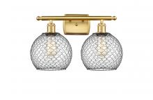 Innovations Lighting 516-2W-SG-G122-8CBK - Farmhouse Chicken Wire - 2 Light - 18 inch - Satin Gold - Bath Vanity Light