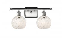 Innovations Lighting 516-2W-SN-G1216-6WM - White Mouchette - 2 Light - 16 inch - Brushed Satin Nickel - Bath Vanity Light