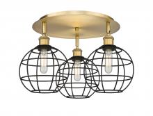 Innovations Lighting 516-3C-BB-CE-8-BK - Lake Placid - 3 Light - 20 inch - Brushed Brass - Flush Mount