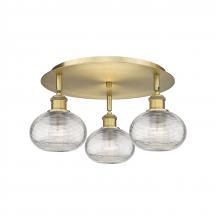 Innovations Lighting 516-3C-BB-G555-6CL - Ithaca - 3 Light - 18 inch - Brushed Brass - Flush Mount