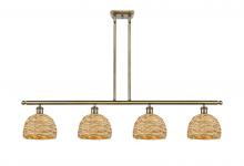 Innovations Lighting 516-4I-AB-RBD-8-NAT - Woven Rattan - 4 Light - 48 inch - Antique Brass - Multi Pendant