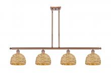 Innovations Lighting 516-4I-AC-RBD-8-NAT - Woven Rattan - 4 Light - 48 inch - Antique Copper - Multi Pendant