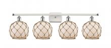 Innovations Lighting 516-4W-WPC-G121-8RB - Farmhouse Rope - 4 Light - 38 inch - White Polished Chrome - Bath Vanity Light