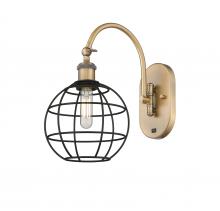 Innovations Lighting 518-1W-BB-CE-8-BK - Lake Placid - 1 Light - 8 inch - Brushed Brass - Sconce