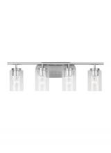 Generation Lighting 41173-962 - Oslo dimmable 4-light wall bath sconce in a brushed nickel finish with clear seeded glass shade