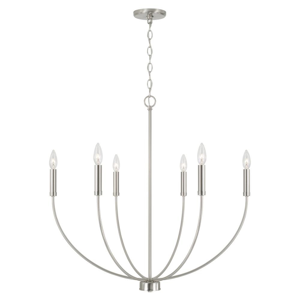 6-Light Chandelier in Brushed Nickel