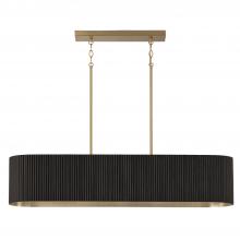 Capital 850751KR - 5-Light Linear Chandelier in in Matte Brass and Handcrafted Fluted Mango Wood in Black Stain