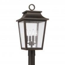 Capital 953345OZ - 4-Light Outdoor Tapered Post Lantern in Oiled Bronze with Ripple Glass