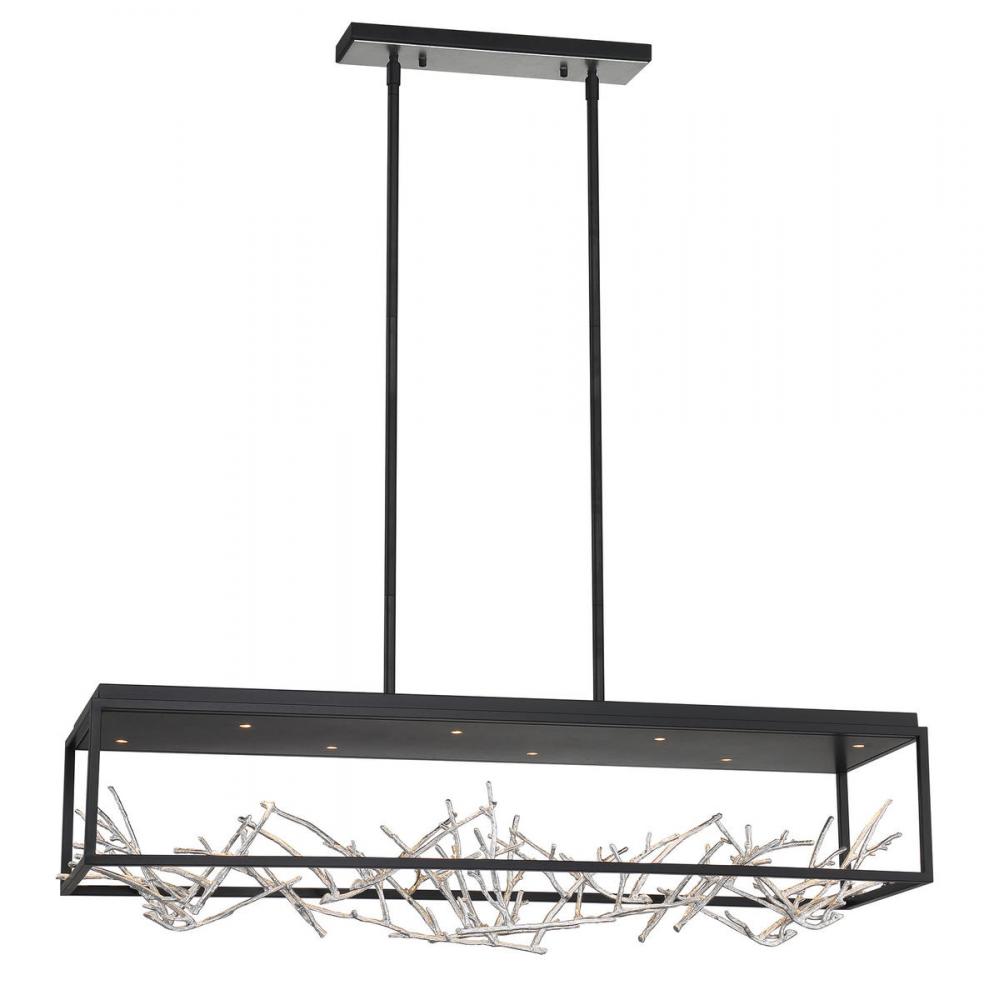 AERIE 8LT LED 42" LINEAR CHANDELIER BLACK & SILVER