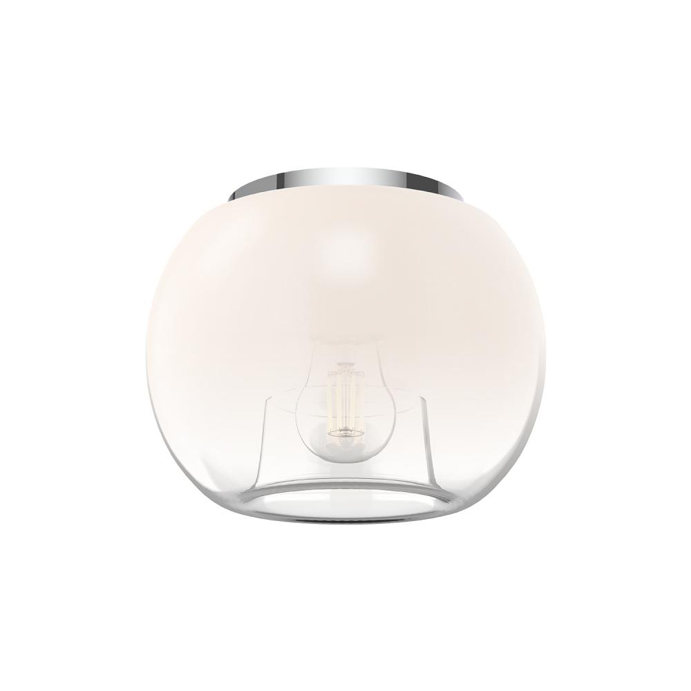 Samar 8-in Chrome/Opal Glass 1 Light Flush Mount