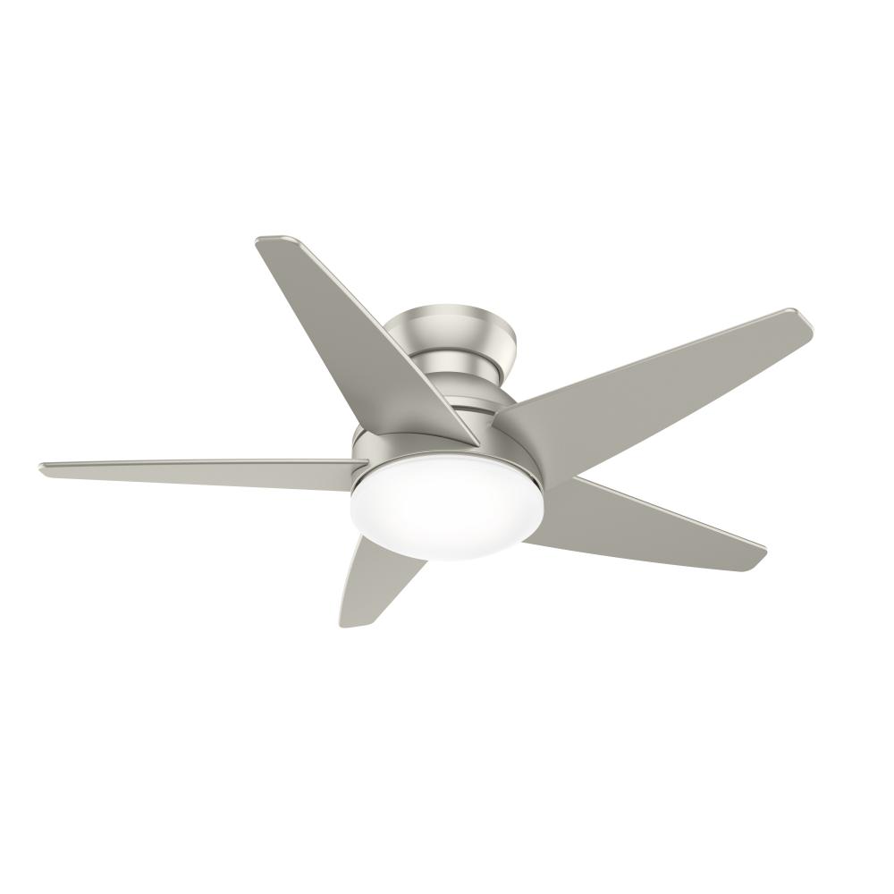 Casablanca 44 inch Isotope Matte Nickel Low Profile Ceiling Fan with LED Light Kit and Wall Control