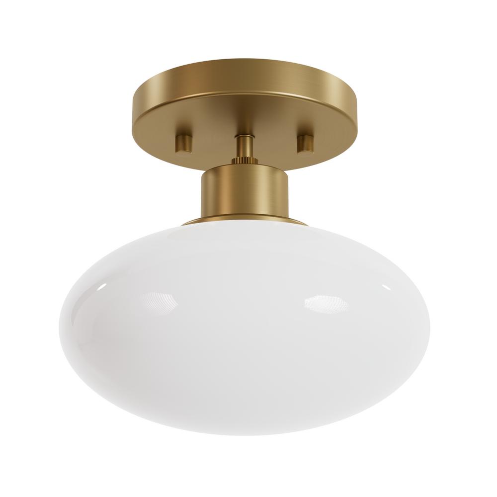 Hunter Getty Luxe Gold with Cased White Glass 1 Light Flush Mount Ceiling Light Fixture