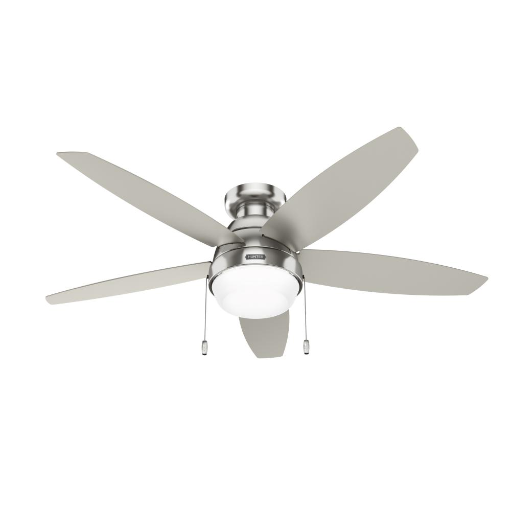 Hunter 52 inch Lilliana Brushed Nickel Low Profile Ceiling Fan with LED Light Kit and Pull Chain
