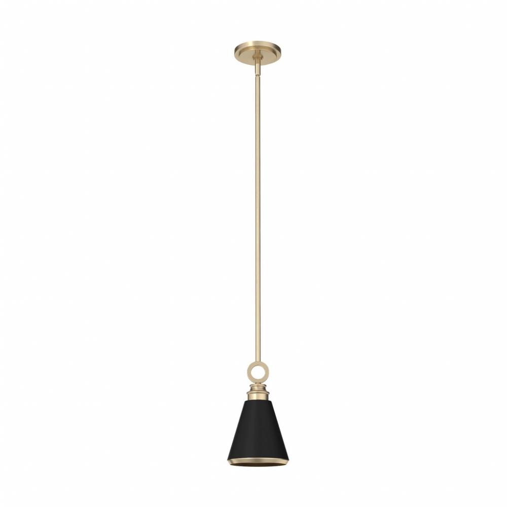 Hunter Klein Alturas Gold and Flat Matte Black 1 Light Mini Pendant Ceiling Light Fixture