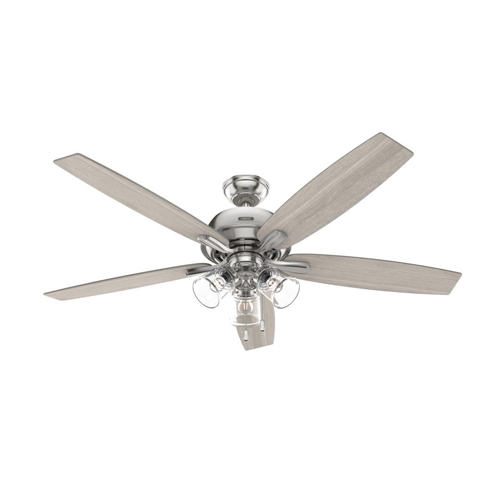 Hunter 60 inch Dondra Brushed Nickel Ceiling Fan with LED Light Kit and Pull Chain