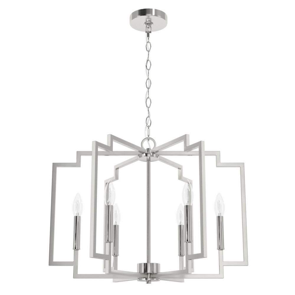 Hunter Zoanne Brushed Nickel 6 Light Chandelier Ceiling Light Fixture