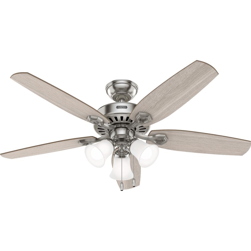 Hunter 52 inch Builder Brushed Nickel Ceiling Fan with LED Light Kit and Pull Chain
