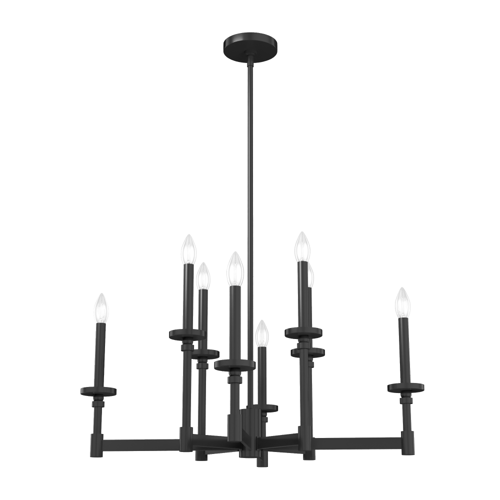 Hunter Briargrove Matte Black 8 Light Chandelier Ceiling Light Fixture