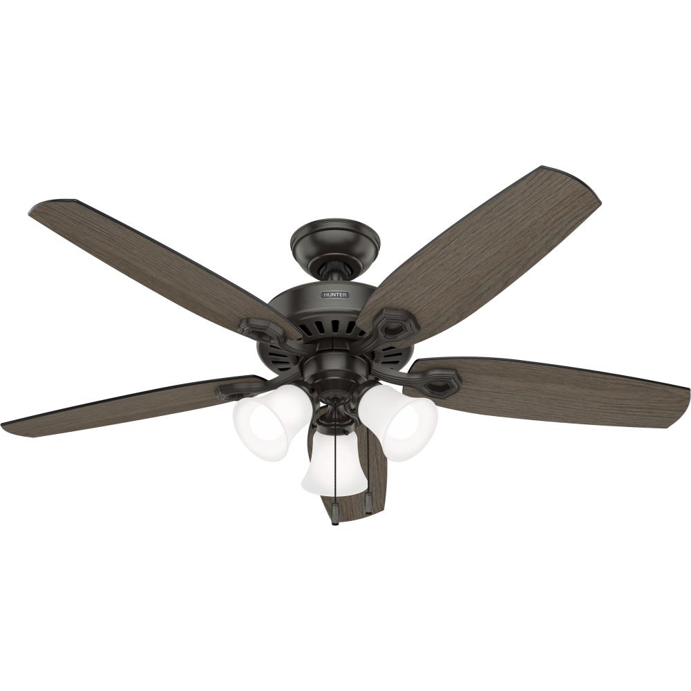 Hunter 52 inch Builder Noble Bronze Ceiling Fan with LED Light Kit and Pull Chain