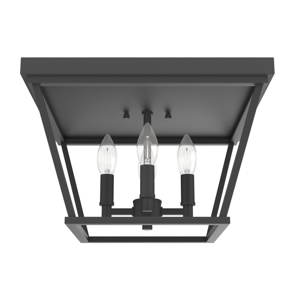 Hunter Laurel Ridge Natural Black Iron 4 Light Flush Mount Ceiling Light Fixture