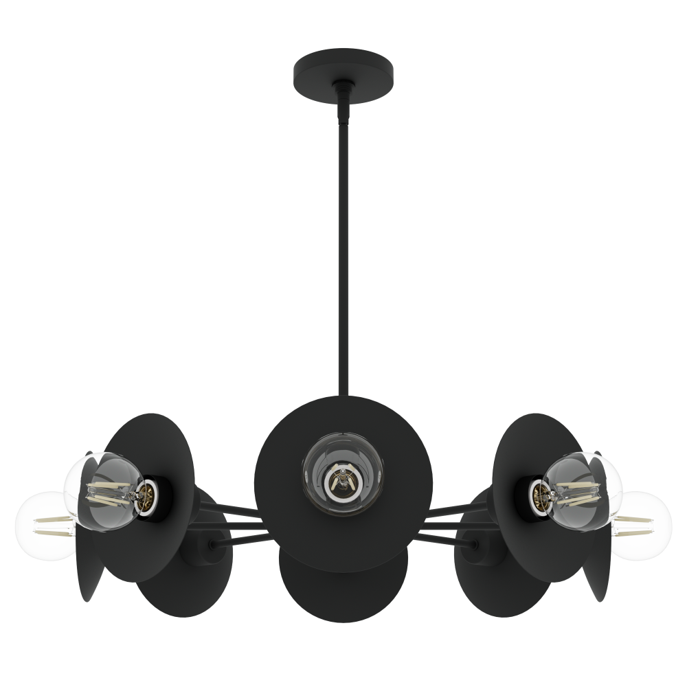 Hunter Fernando Flat Matte Black 8 Light Chandelier Ceiling Light Fixture