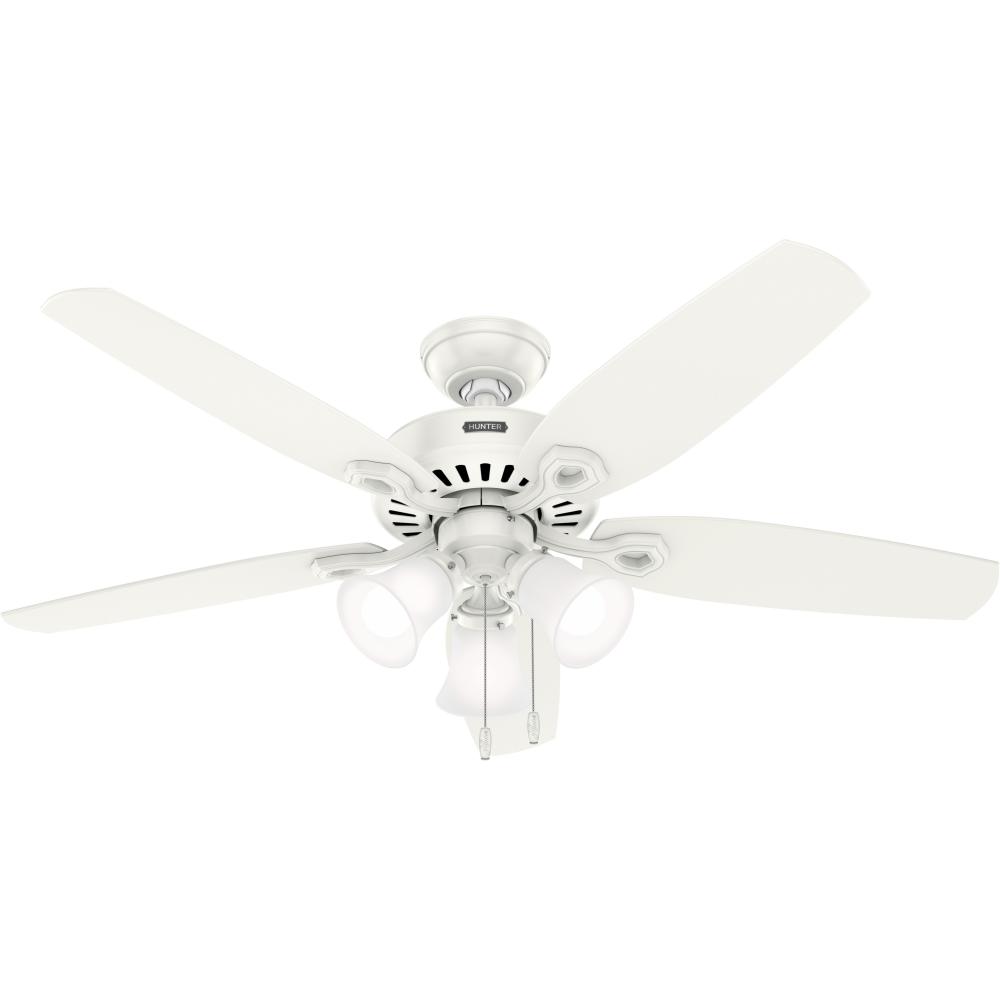 Hunter 52 inch Builder Fresh White Ceiling Fan with LED Light Kit and Pull Chain
